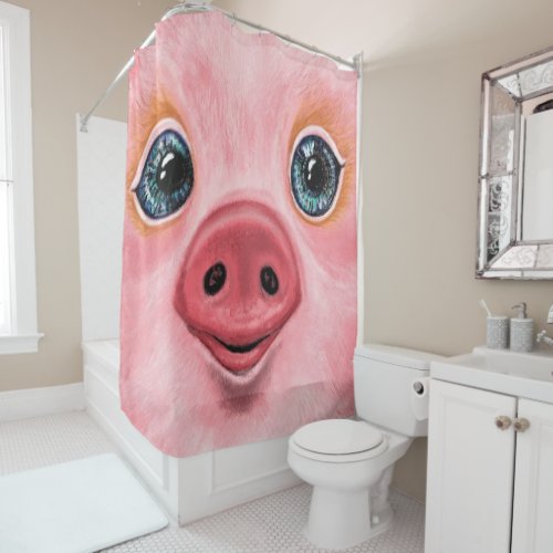 Little Baby Piggy _ Smile Shower Curtain