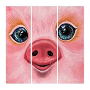 Little Baby Piglet Triptych - Smile