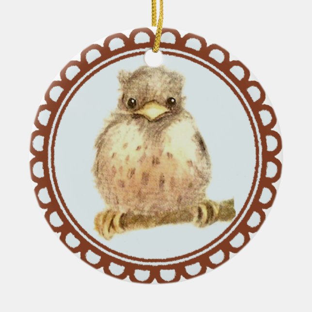 Little Baby Robin Ceramic Ornament (Front)