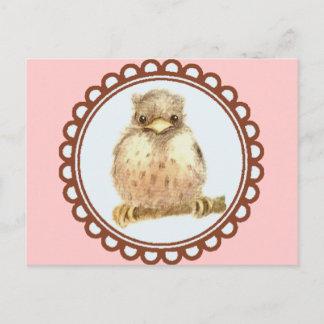 Little Baby Robin In Pink Postcard