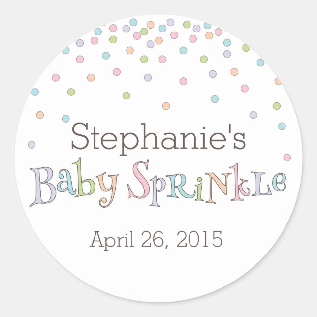 Little Baby Sprinkle Confetti Shower Favor Sticker (Front)