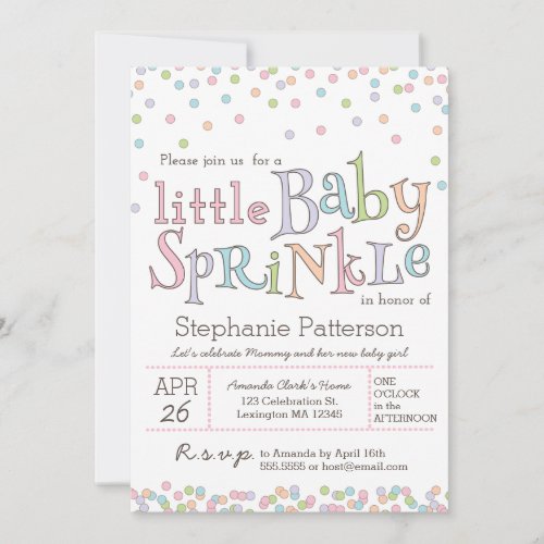 Little Baby Sprinkle Confetti Shower Invitation