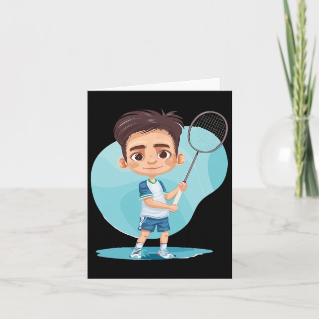 Little Badminton Player Shuttle Game For Boys  Card (Front)