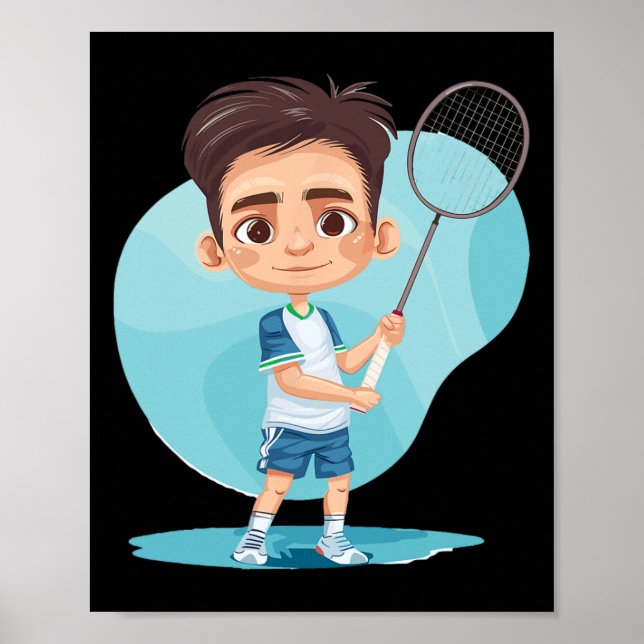 Little Badminton Player Shuttle Game For Boys  Poster (Front)