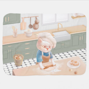 Little Baker Cat: Cozy Morning Kneading Art Baby Blanket