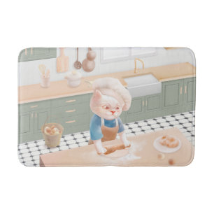 Little Baker Cat: Cozy Morning Kneading Art Bath Mat