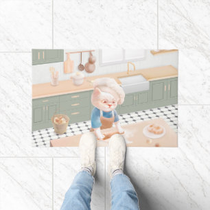 Little Baker Cat: Cozy Morning Kneading Art Doormat