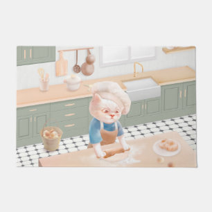 Little Baker Cat: Cozy Morning Kneading Art Doormat