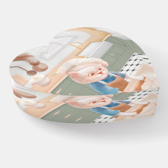 Little Baker Cat: Cozy Morning Kneading Art Paperweight (Angled)