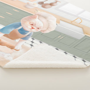 Little Baker Cat: Cozy Morning Kneading Art Sherpa Blanket