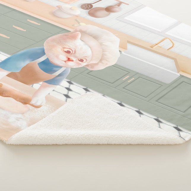 Little Baker Cat: Cozy Morning Kneading Art Sherpa Blanket (3/4)