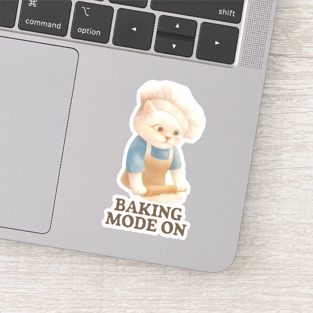 Little Baker Cat: Cozy Morning Kneading Art Sticker (Detail)