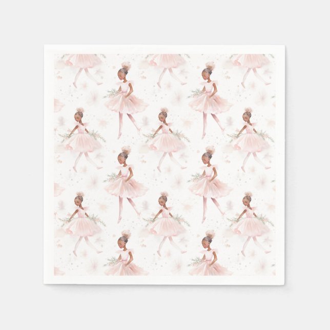 Little Ballerina #2 - Black Girl Napkins (Front)