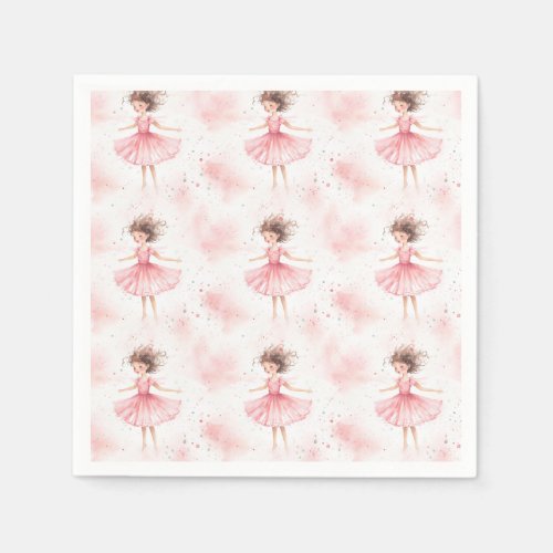 Little Ballerina 3 _ Brunette Girl Napkins