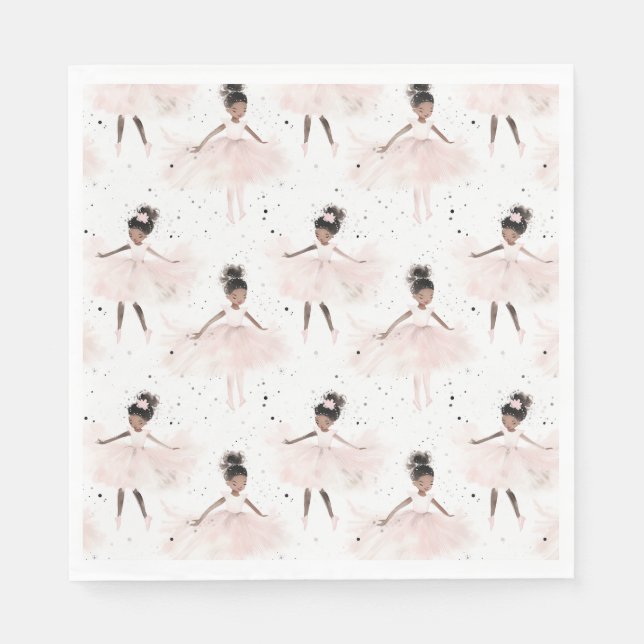 Little Ballerina #6 - Black Girl Napkins (Front)