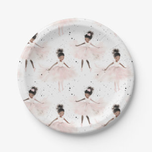 Little Ballerina #6 - Black Girl Paper Plates