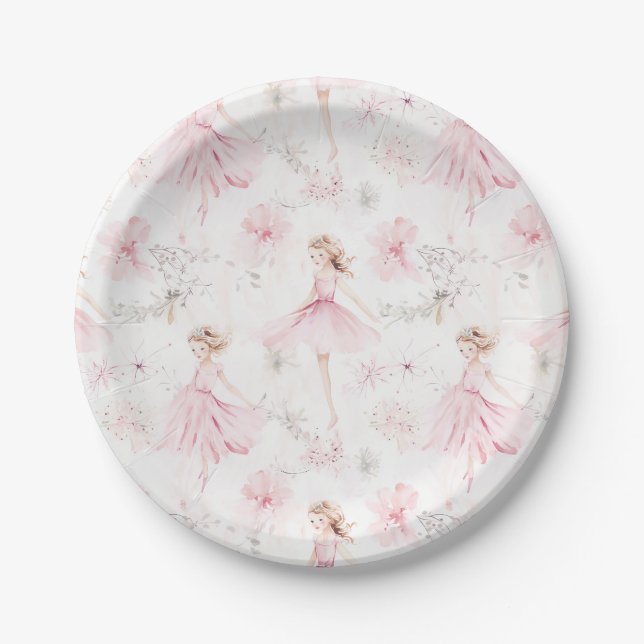 Little Ballerina #7 - Blonde Girl Paper Plates (Front)