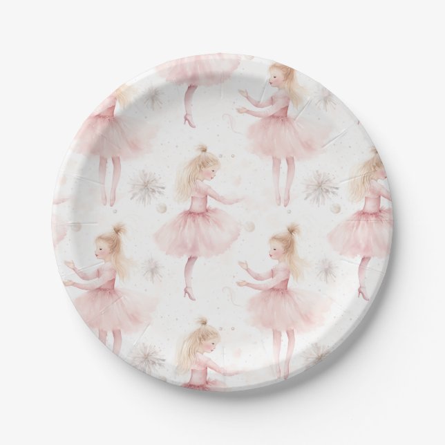 Little Ballerina #9 - Blonde Girl Paper Plates (Front)