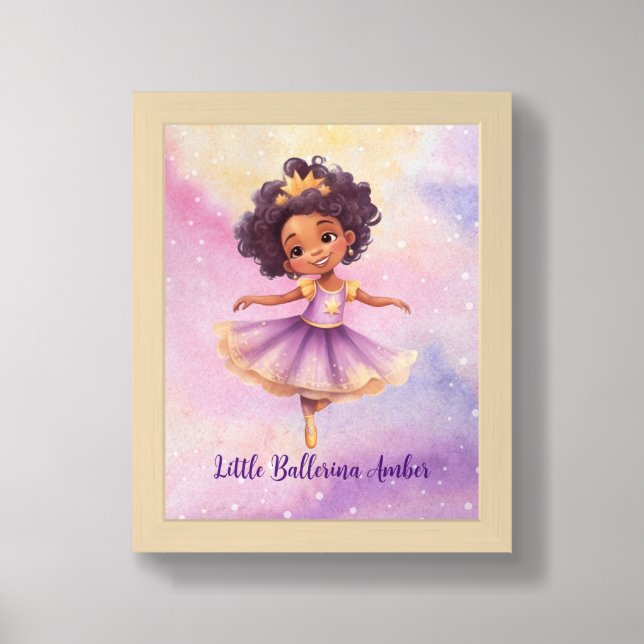 Little Ballerina African American Princess Framed Art (Framed Front)
