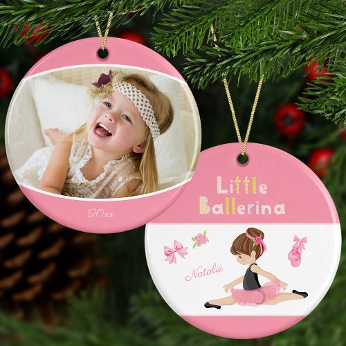 Little Ballerina Ballet Name and Photo Christmas Ceramic Ornament