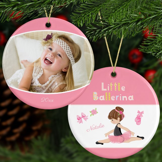 Little Ballerina Ballet Name and Photo Christmas Ceramic Ornament (Creator Uploaded)