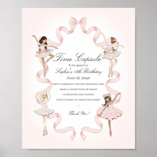 Little Ballerina Birthday Party Time Capsule Sign