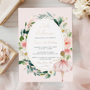 Little Ballerina Butterfly Floral Kids Birthday  Foil Invitation