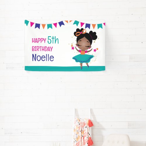 Little Ballerina Colorful Birthday Dress Banner