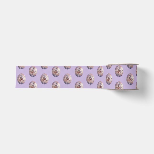 Little Ballerina Cute Dancing Girl Purple Original Grosgrain Ribbon (Front)
