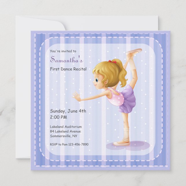 Little Ballerina Dance Recital Invitations (Front)