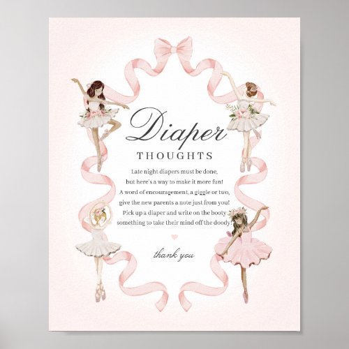Little Ballerina Diaper Thoughts Baby Shower Poster
