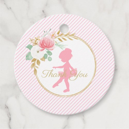 Little Ballerina floral and stripes Thank You Tags