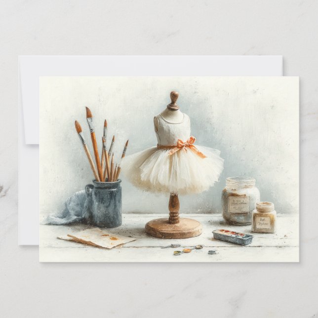 Little Ballerina – French Studio Birthday party Invitation (Front)