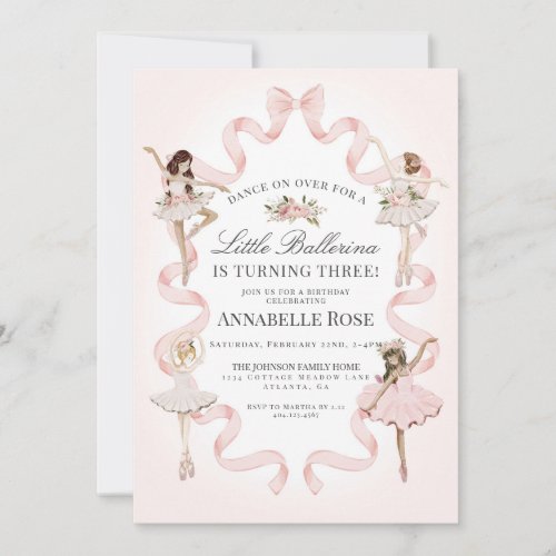 Little Ballerina Girl Ballet Birthday Invitation