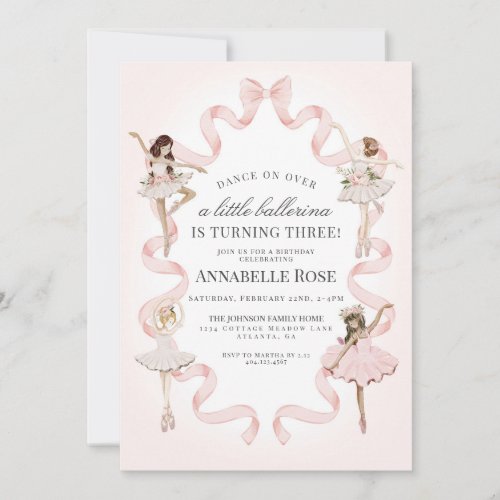 Little Ballerina Girl Ballet Birthday Invitation