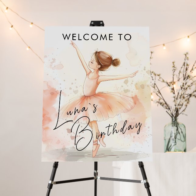 Little Ballerina Girl Birthday Welcome Foam Board (In Situ (Stand))