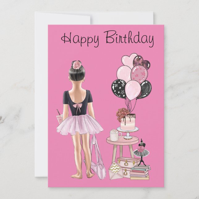 Little Ballerina happy birthday Invitation (Front)
