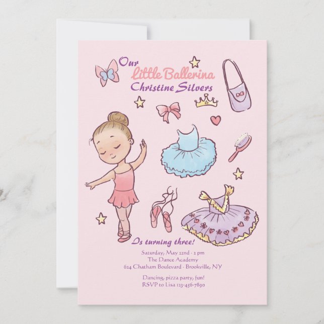 Little Ballerina Invitation (Front)