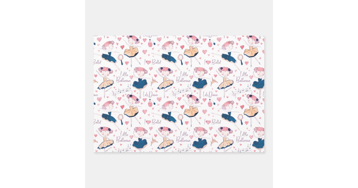 Personalized Ballerina Ballet Name Pretty Wrapping Paper Sheets, Zazzle