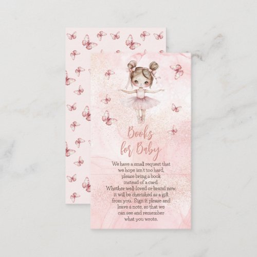 Little Ballerina Pink Baby Shower Books for Baby Enclosure Card