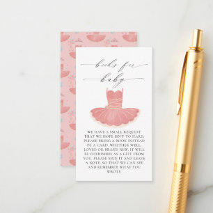 Little Ballerina Pink Baby Shower Books for Baby Enclosure Card