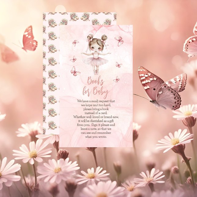 Little Ballerina Pink Baby Shower Books for Baby Enclosure Card (Sweet Little Ballerina Is On The Way & We're TUTU Excited Pink Girl Baby Shower Books for Baby Card)