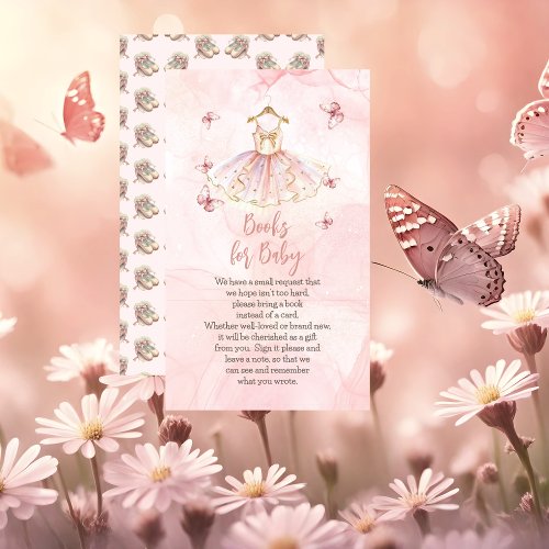 Little Ballerina Pink Baby Shower Books for Baby Enclosure Card