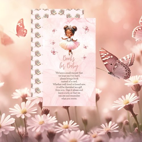 Little Ballerina Pink Baby Shower Books for Baby Enclosure Card