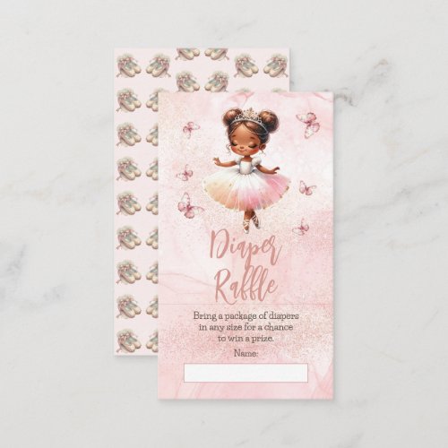Little Ballerina Pink Baby Shower Diaper Raffle Enclosure Card