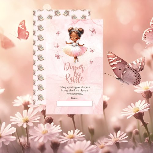 Little Ballerina Pink Baby Shower Diaper Raffle Enclosure Card