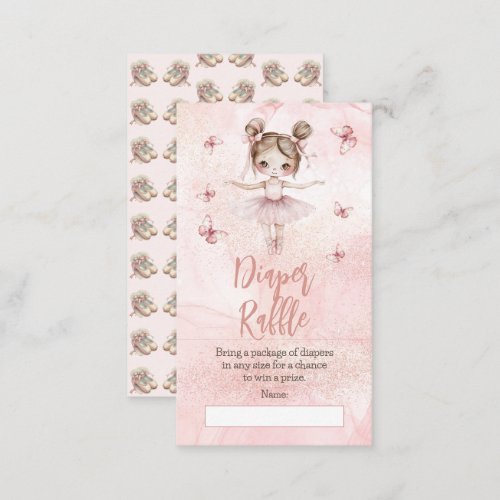 Little Ballerina Pink Baby Shower Diaper Raffle Enclosure Card