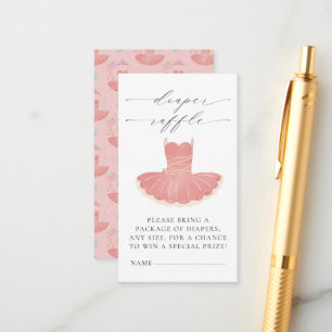 Little Ballerina Pink Baby Shower Diaper Raffle Enclosure Card
