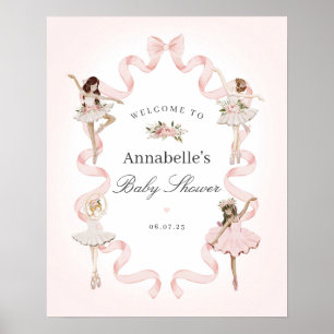 Little Ballerina Pink Baby Shower Welcome Sign