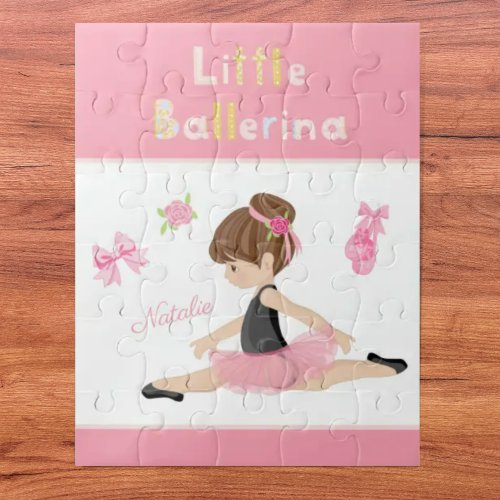 Little Ballerina Pink Ballet Girls Name Jigsaw Puzzle
